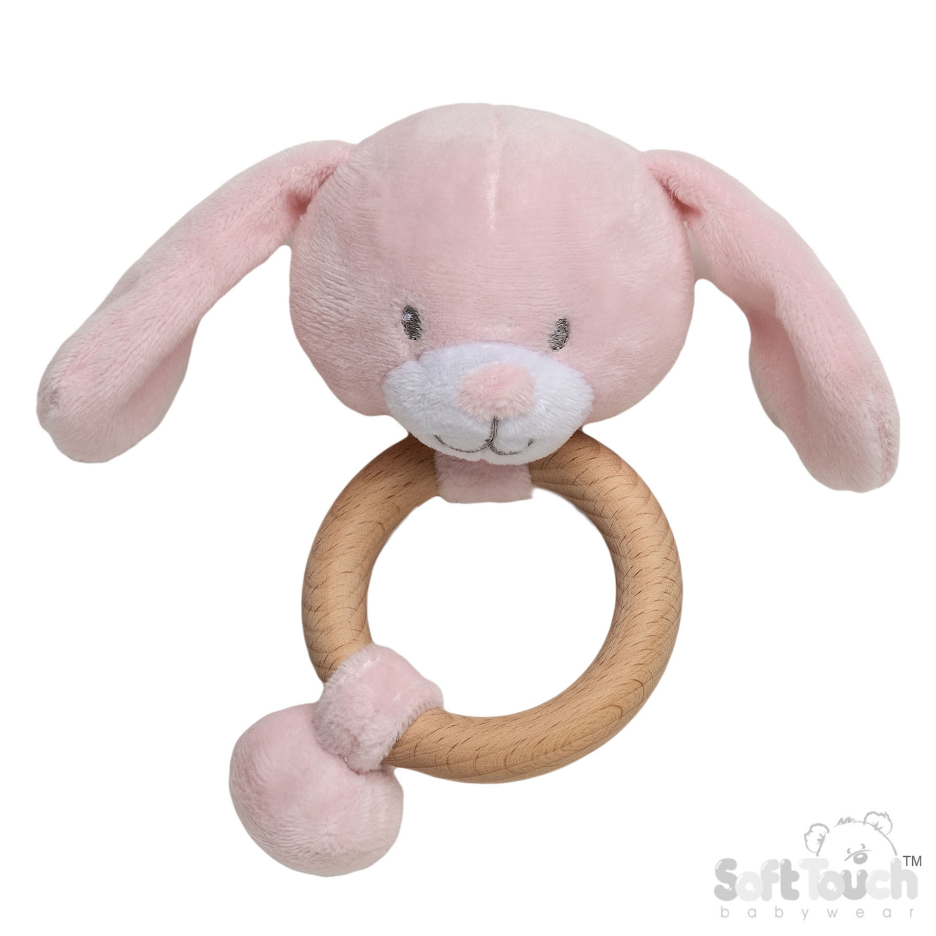 Pink Eco Recycled Bunny Rattle Toy No. ERT62-P