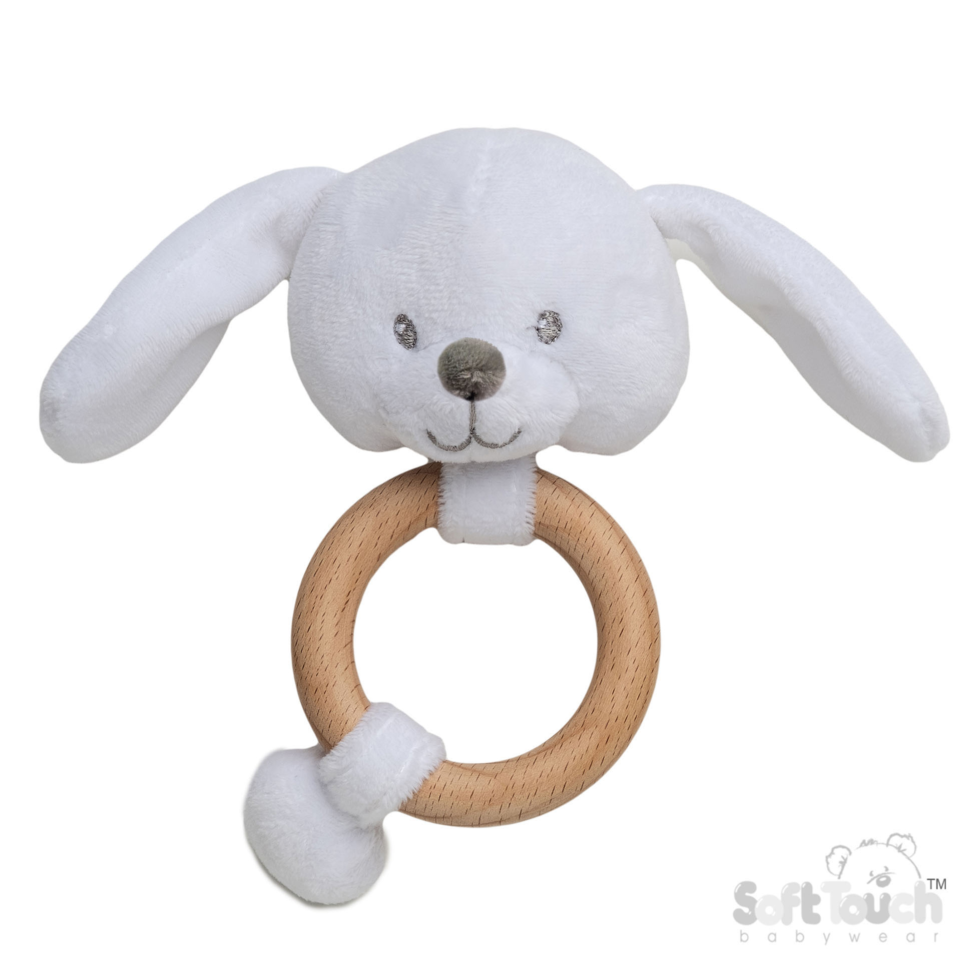 White Eco Recycled Bunny Rattle Toy No. ERT62-W
