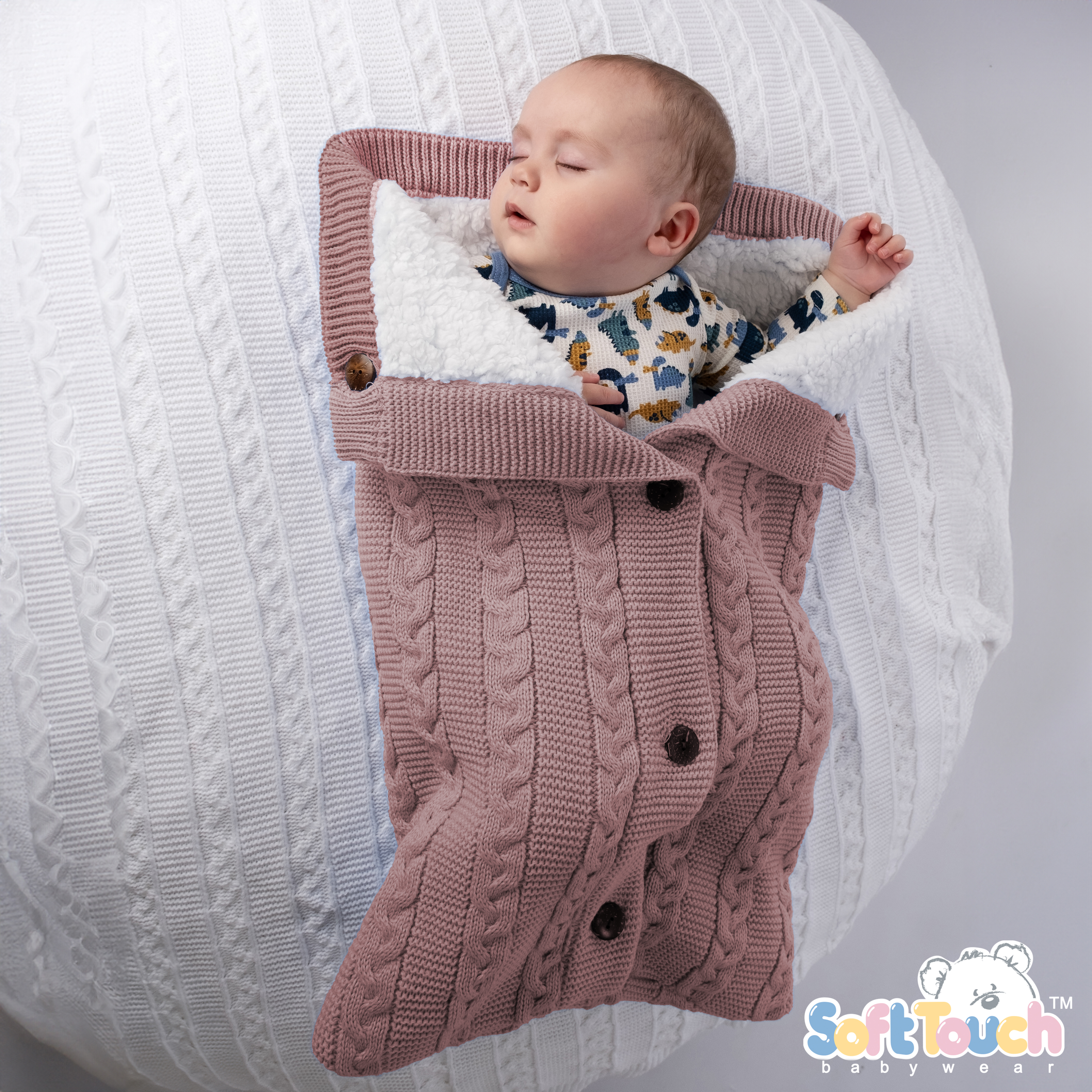 Dusty Pink Recycled Acrylic Cable Swaddle Wrap : ESW800-DP