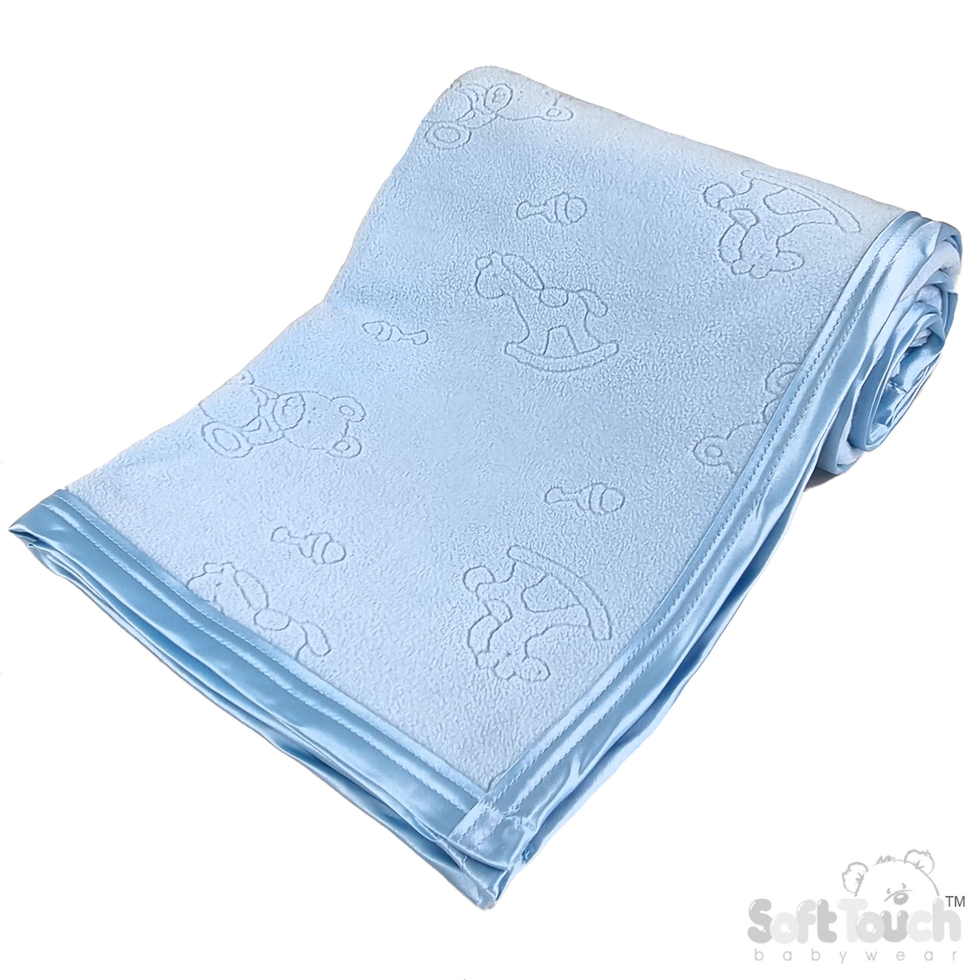 Baby's Blue Embossed Cot Wrap FBC24-B
