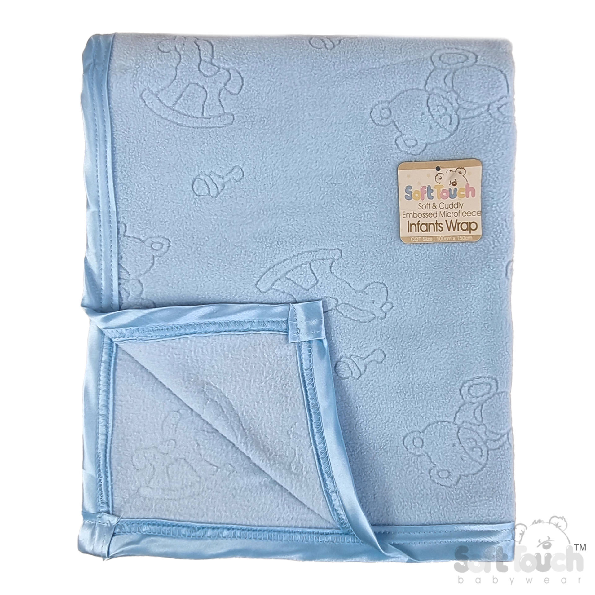 Baby's Blue Embossed Cot Wrap FBC24-B