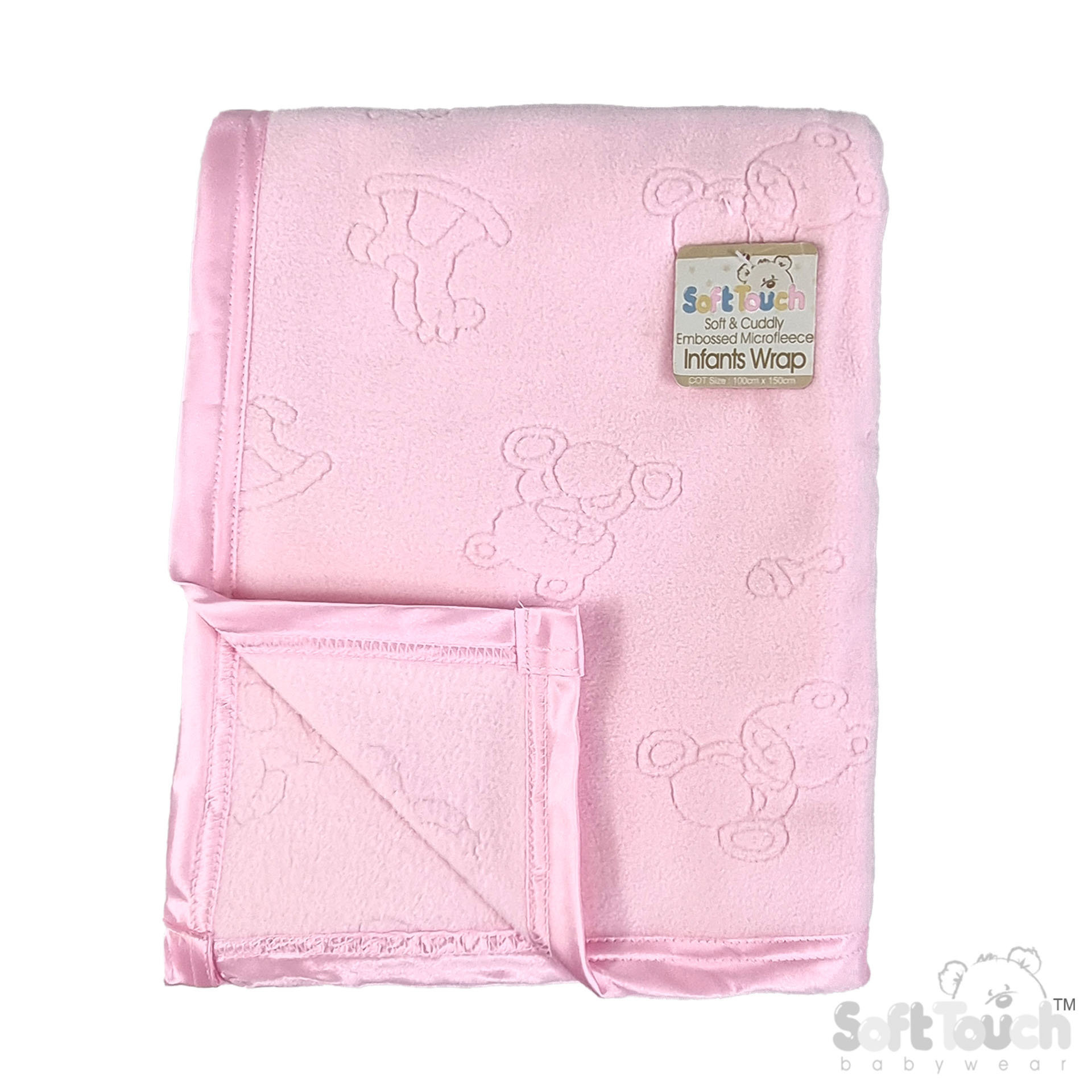 Baby's Pink Embossed Cot Wrap FBC24-P