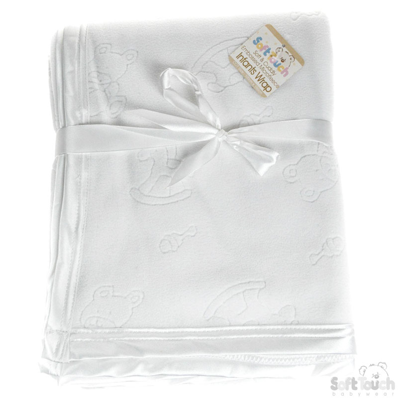 Baby's White Embossed Cot Wrap FBC24-W