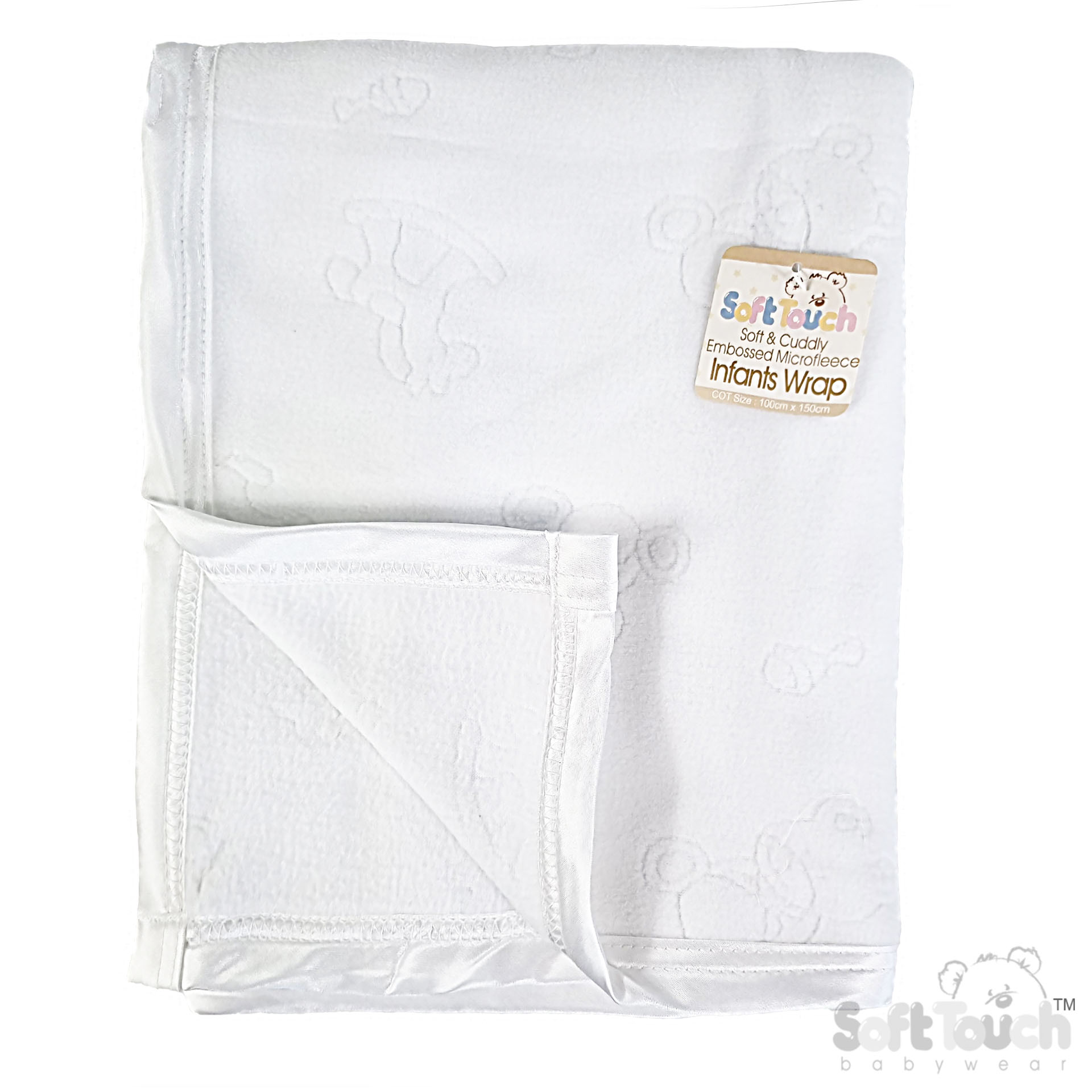 Baby's White Embossed Cot Wrap FBC24-W