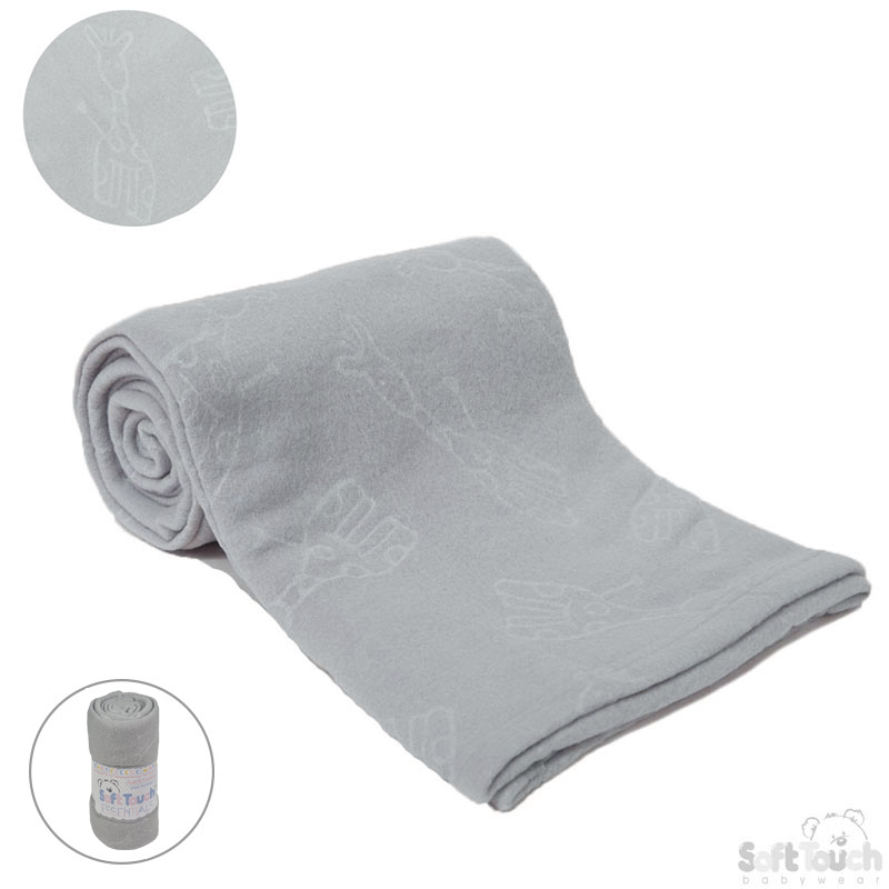 Grey Embossed Fleece Baby Wrap (RP) -  FBP05-G