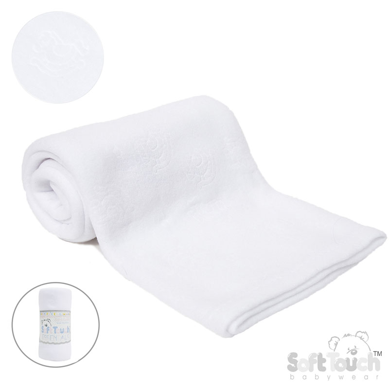White Embossed Fleece Baby Wrap (RP) -  FBP05-W