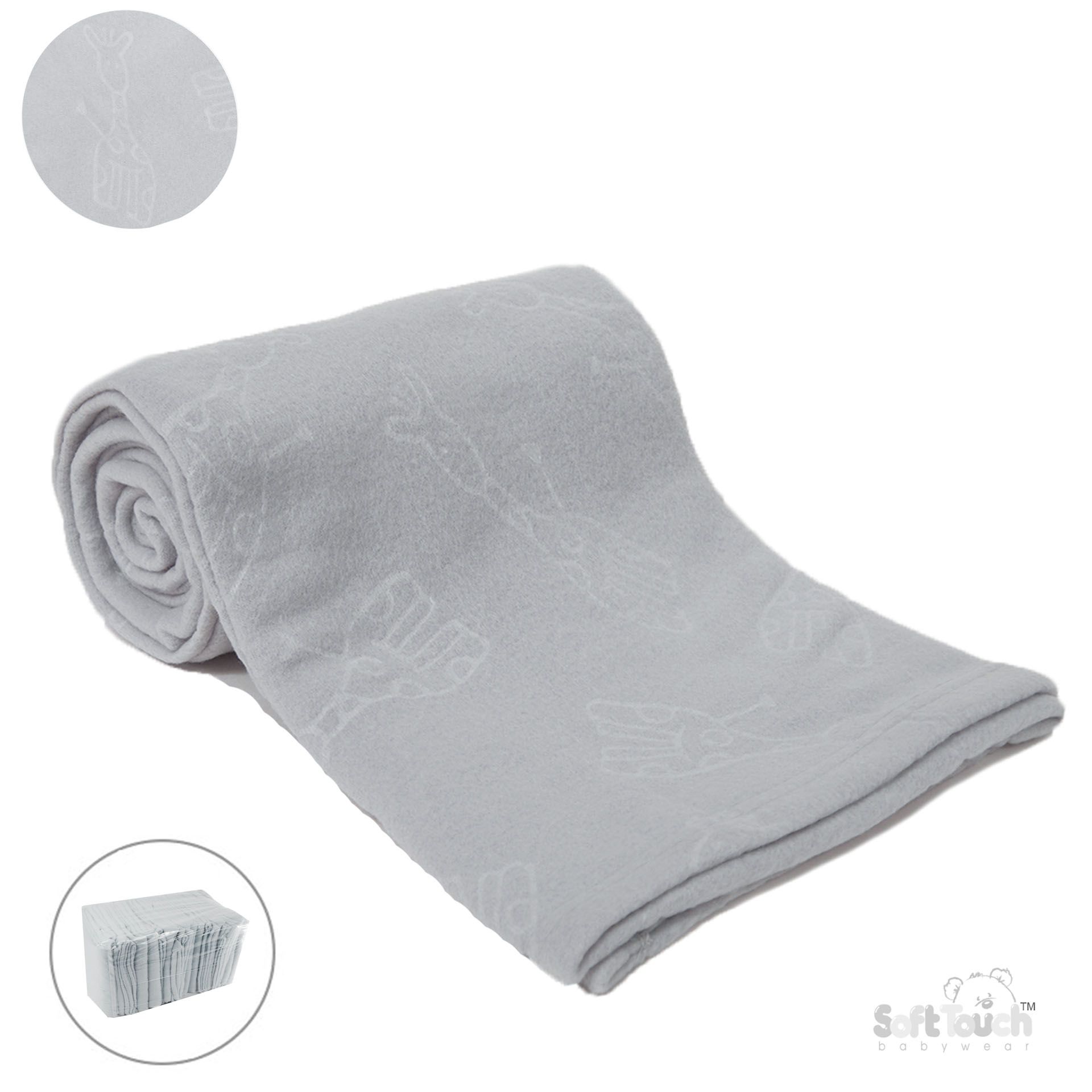 Grey Embossed Fleece Baby Wrap (BP) - FBP06-G