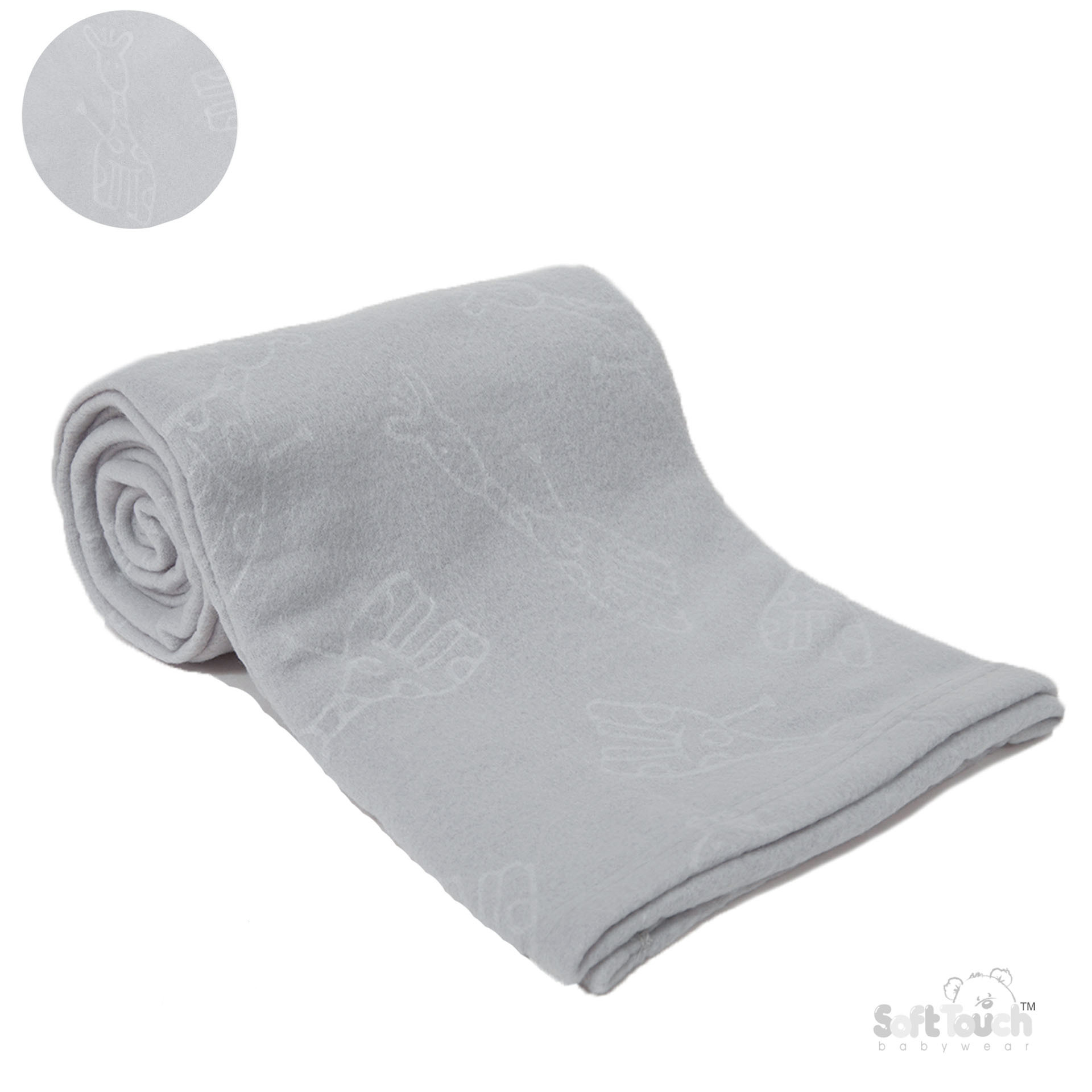 Grey Embossed Fleece Baby Wrap (BP) - FBP06-G