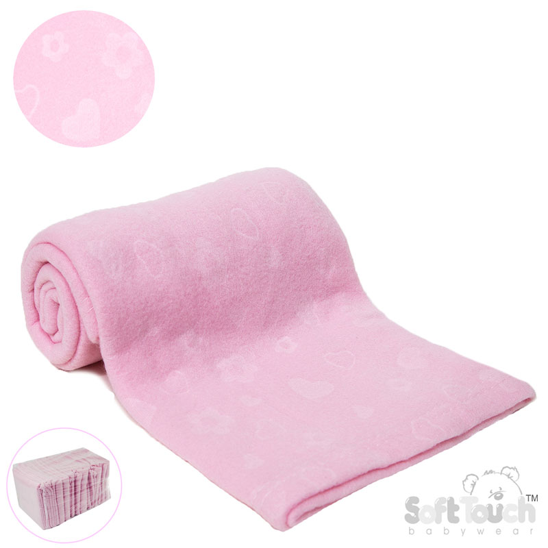 Pink Embossed Fleece Baby Wrap (BP) - FBP06-P