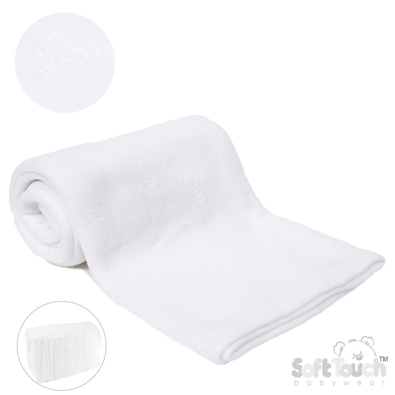 White Embossed Fleece Baby Wrap (BP) - FBP06-W