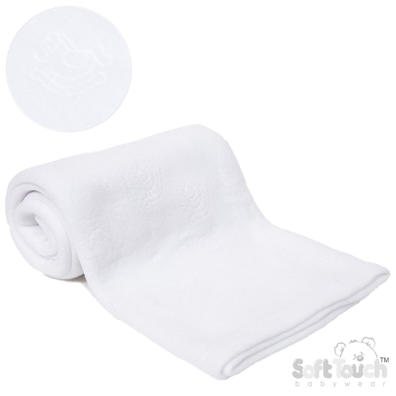 White Embossed Fleece Baby Wrap (BP) - FBP06-W