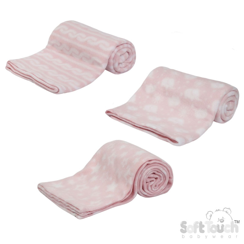 Printed Pink Baby Fleece Wrap No. FBP10-P