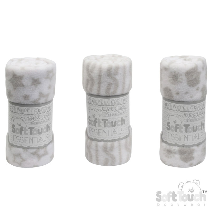 Printed White Baby Fleece Wrap No. FBP10-W