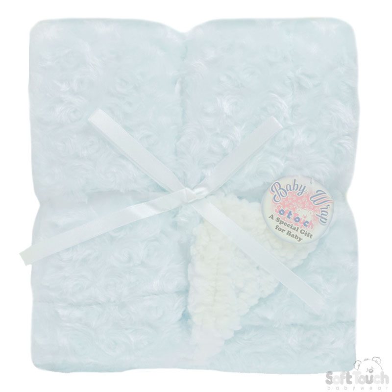 Gift Packed Blue Deluxe Rose Mink Wrap No.FBP112-B