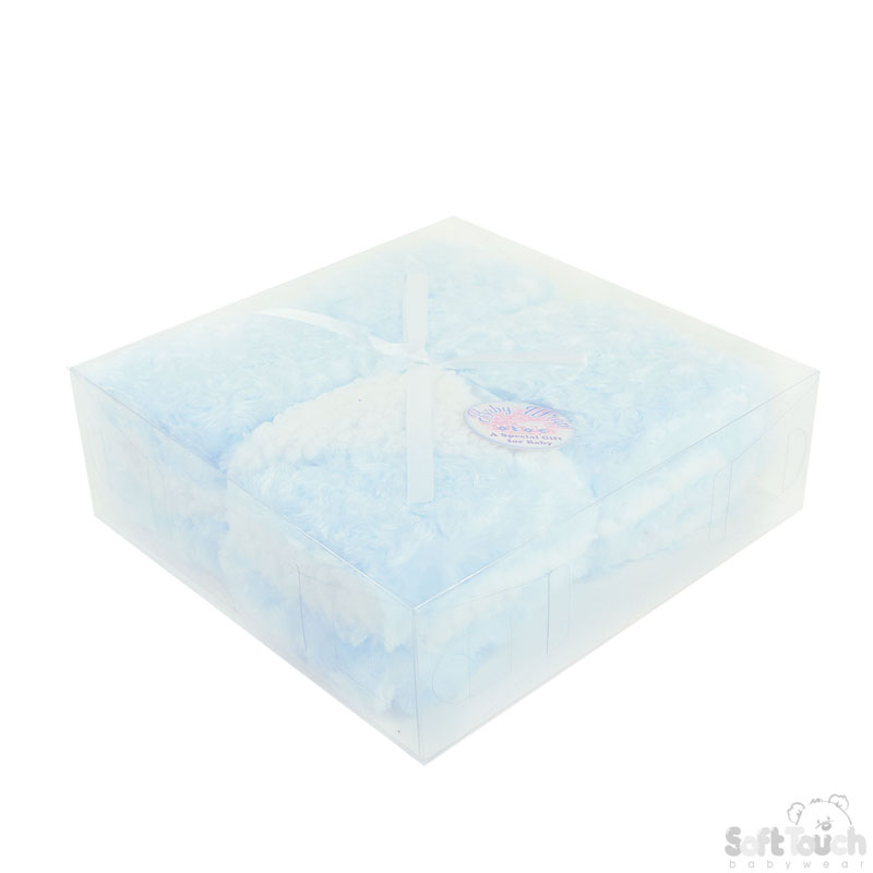 Gift Packed Blue Deluxe Rose Mink Wrap No.FBP112-B