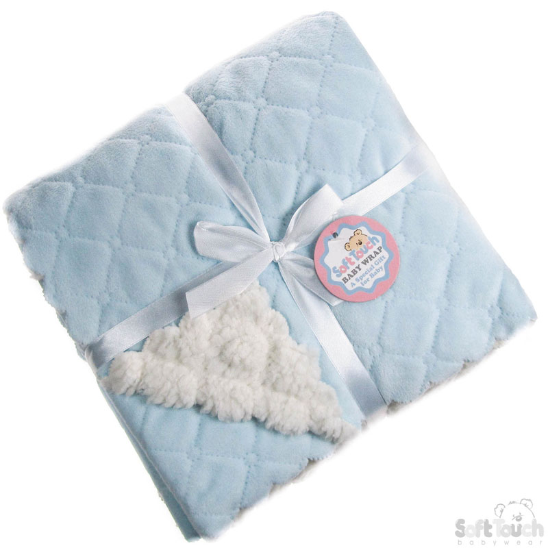 Blue Boxed Diamond Embossed Mink Wrap FBP114-B