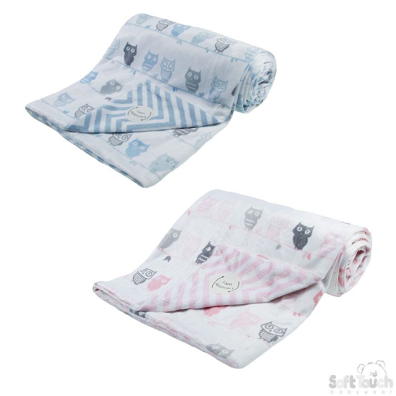 Reversible Owl Print Double Layer Micro Mink Wrap: FBP138