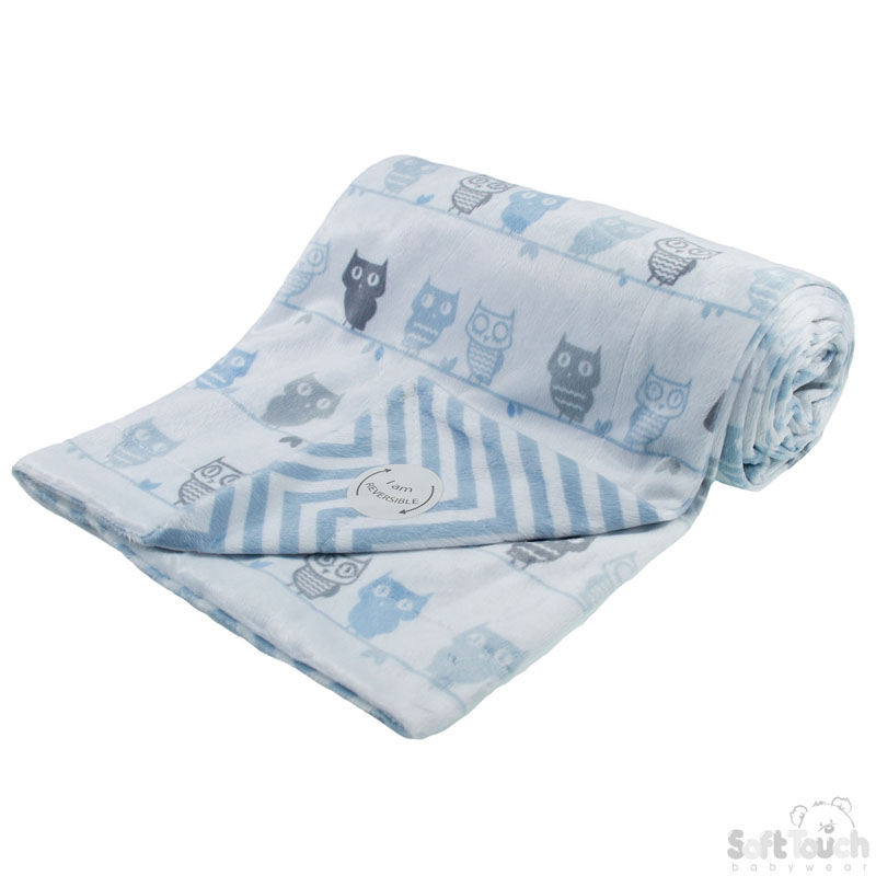 Reversible Owl Print Double Layer Micro Mink Wrap: FBP138