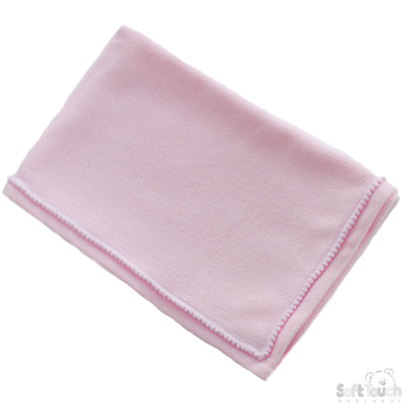 Plain Pink Fleece Wrap w/Stitched Pom Pom: FBP14-P