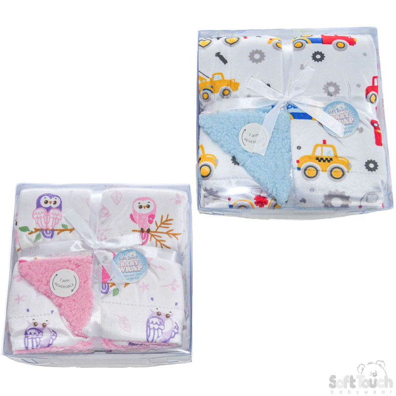 Boxed Mink Wrap W/Vehicles Or Owl Print No. FBP140