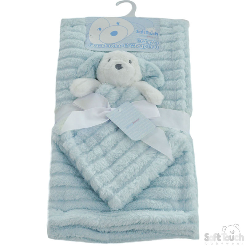 Striped Super Plush Wrap w/Puppy Comforter: FBP144-B
