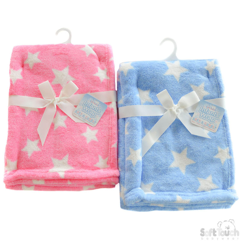 Star Print Coral Fleece Wrap: FBP150-PB