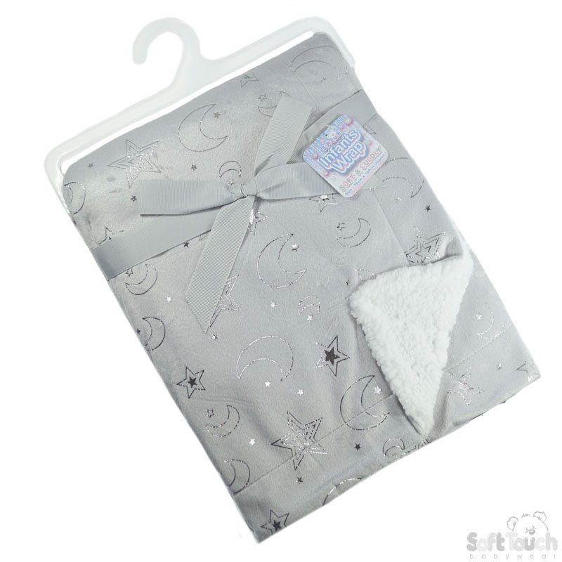 Grey Moon/Stars Mink Wrap No.FBP158-G