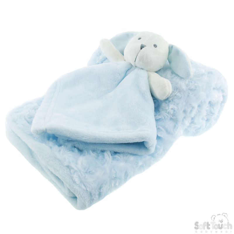 Blue Rose Wrap W/Puppy Comforter No. FBP174-B