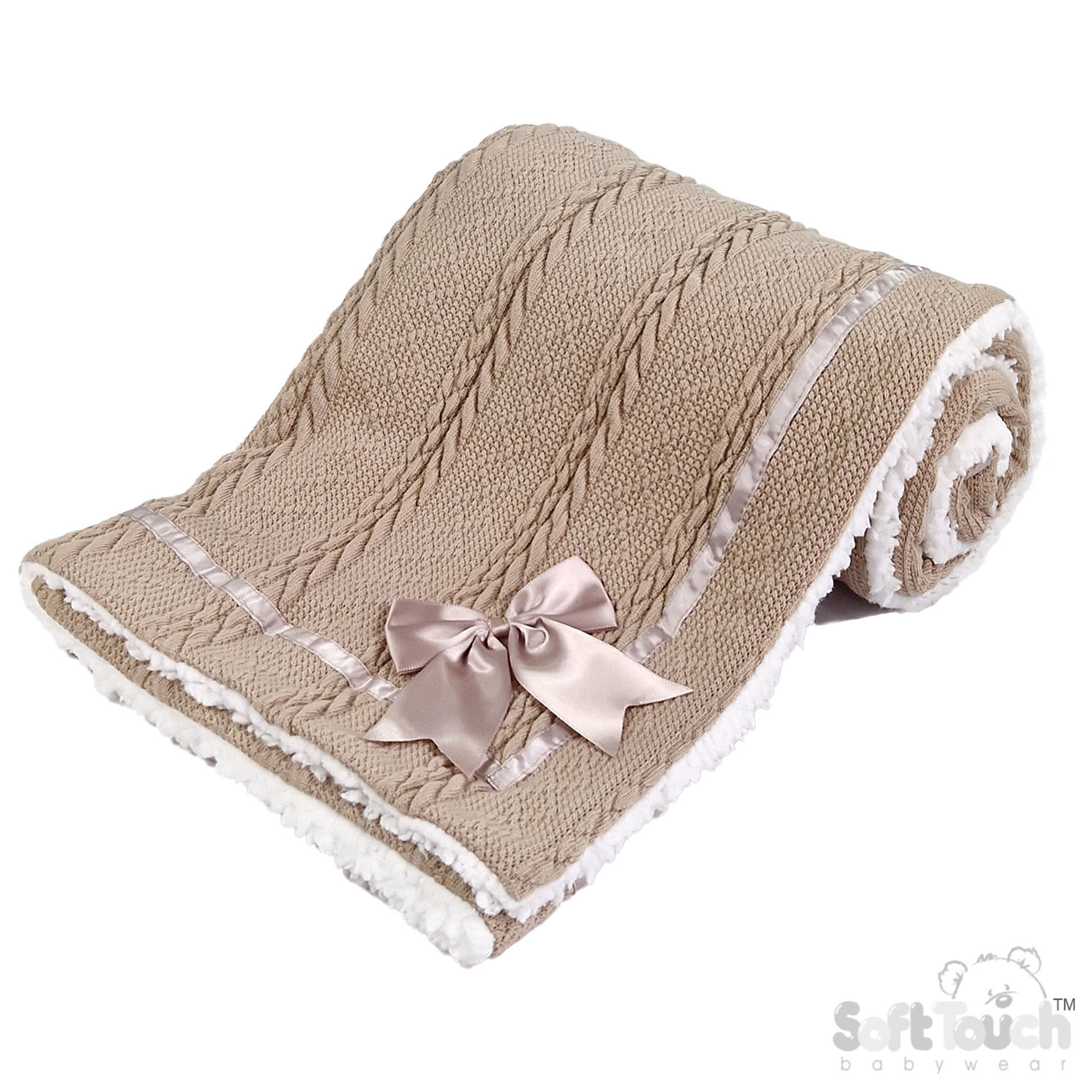 Coffee Cheveron Knit Wrap W/Bow No. FBP202-COF