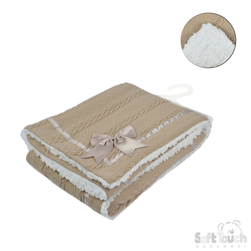 Coffee Cheveron Knit Wrap W/Bow No. FBP202-COF