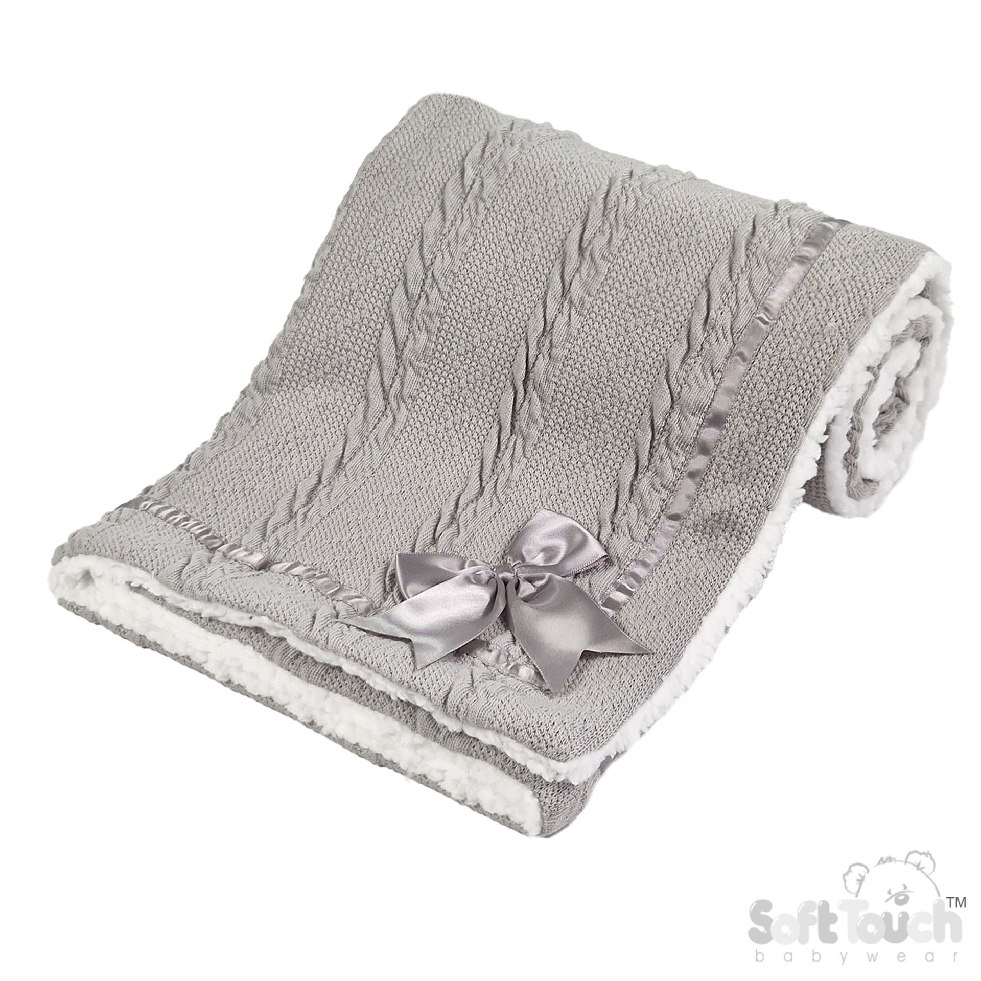 Grey Cheveron Knit Wrap W/Bow No. FBP202-G