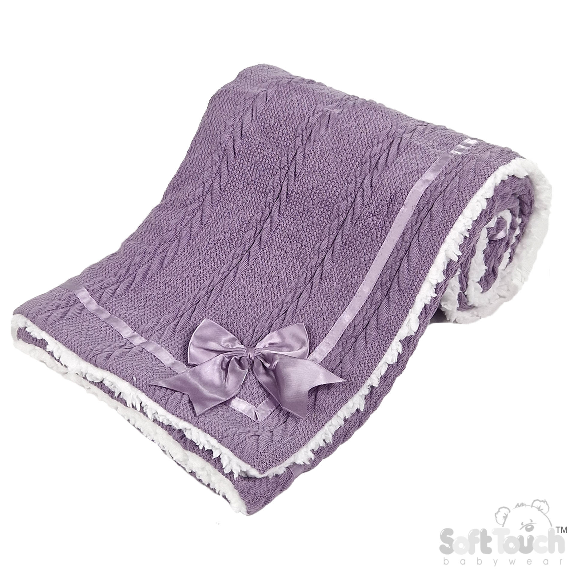 Purple Cheveron Knit Wrap W/Bow No. FBP202-PUR
