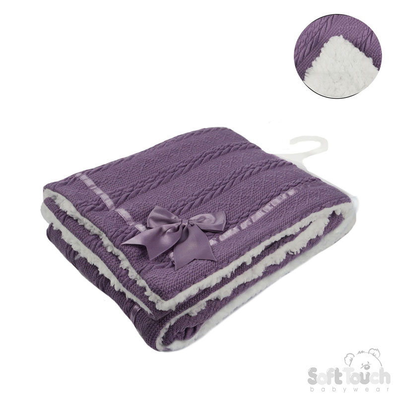 Purple Cheveron Knit Wrap W/Bow No. FBP202-PUR