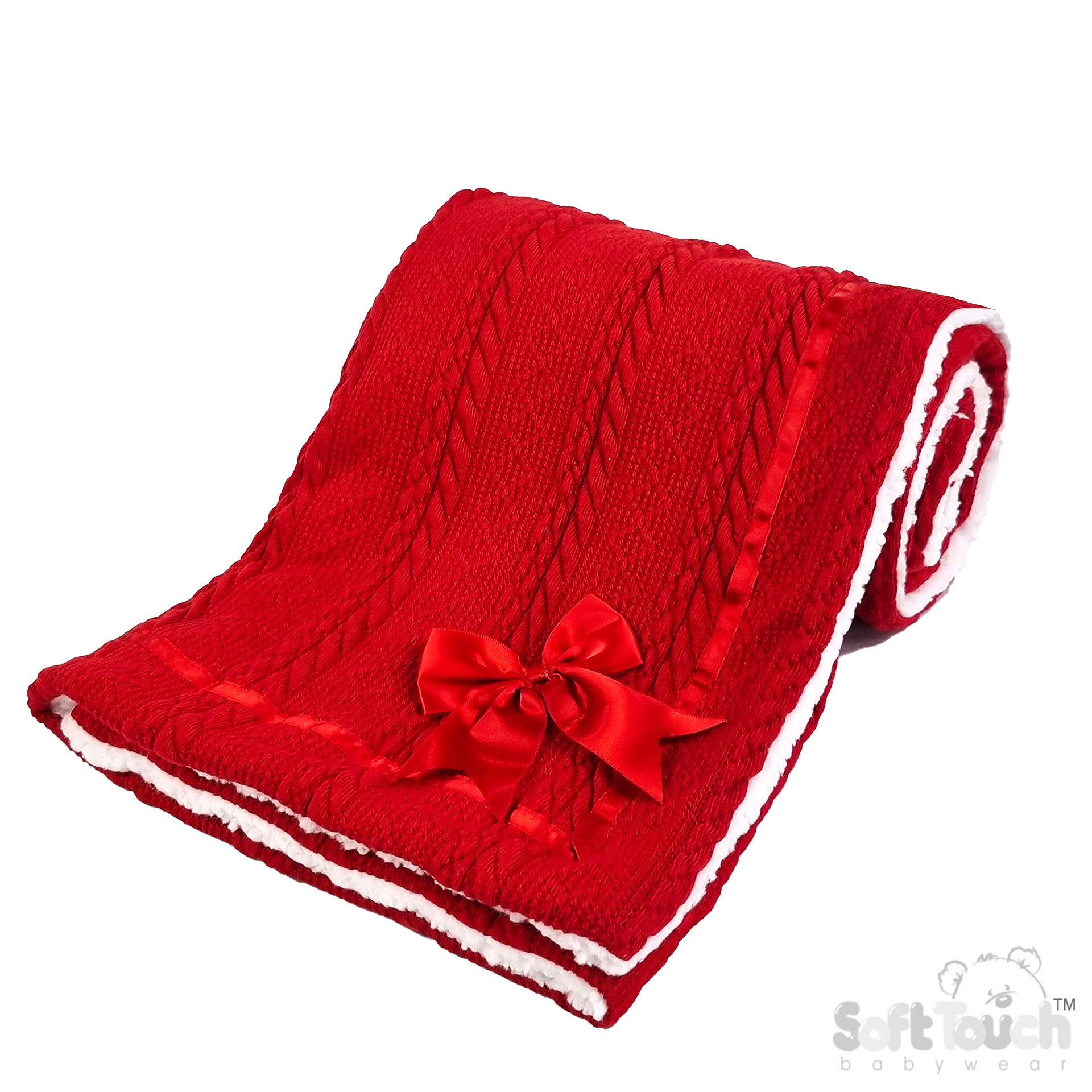 Red Cheveron Knit Wrap W/Bow No. FBP202-R