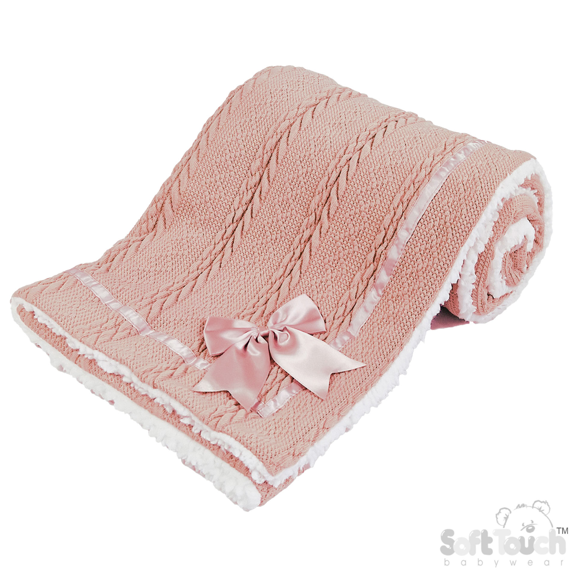 Rose Gold Cheveron Knit Wrap W/Bow No. FBP202-RO