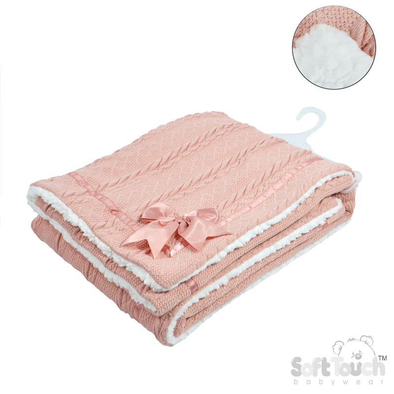 Rose Gold Cheveron Knit Wrap W/Bow No. FBP202-RO