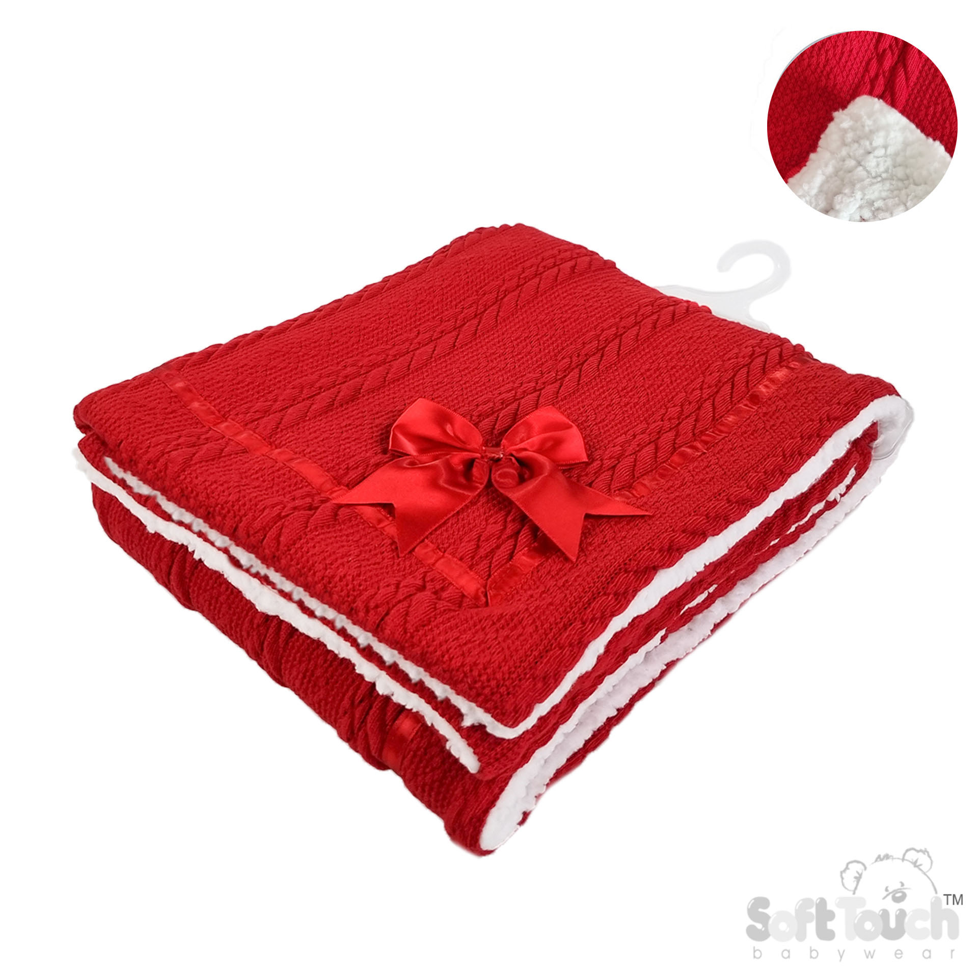 Red Cheveron Knit Wrap W/Bow No. FBP202-R