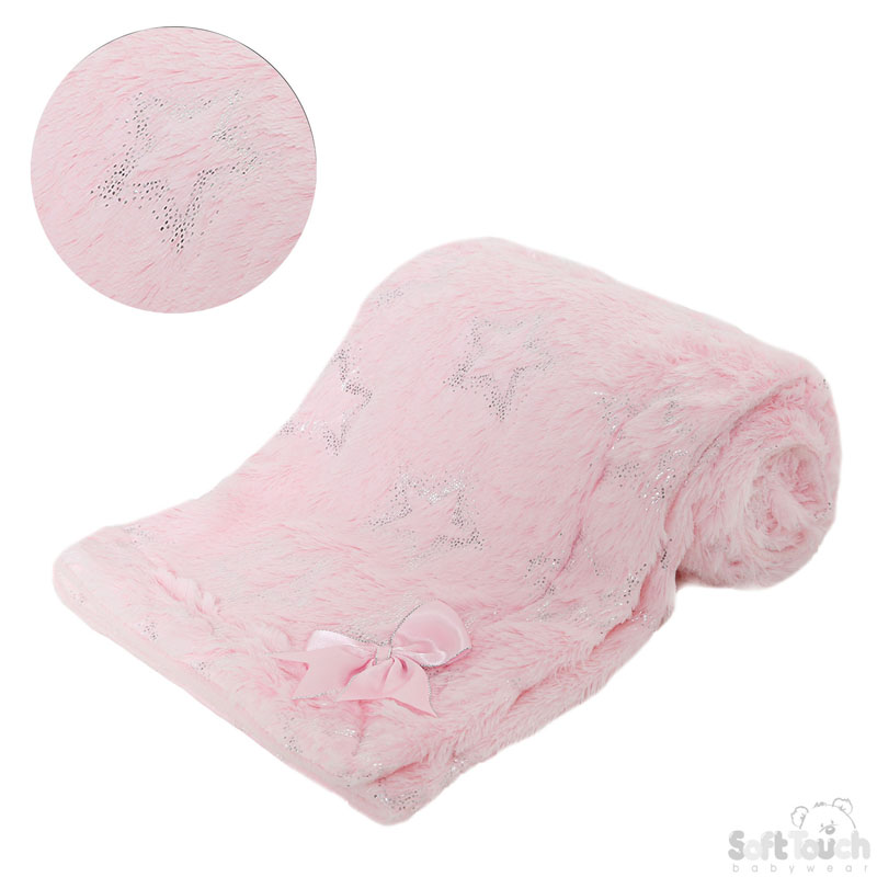 Pink Fluffy Wrap W/Silver Star Print No.FBP204-P