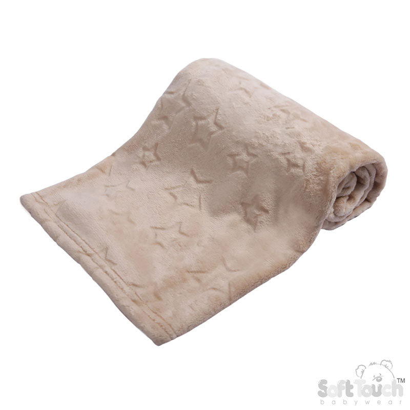 Beige Star Embossed Flannel Wrap : FBP206-BE (BP)