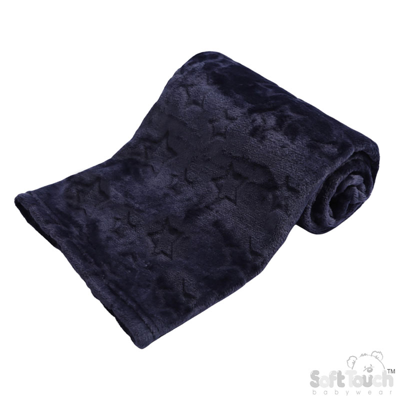 Navy Star Embossed Flannel Wrap : FBP206-N (BP)