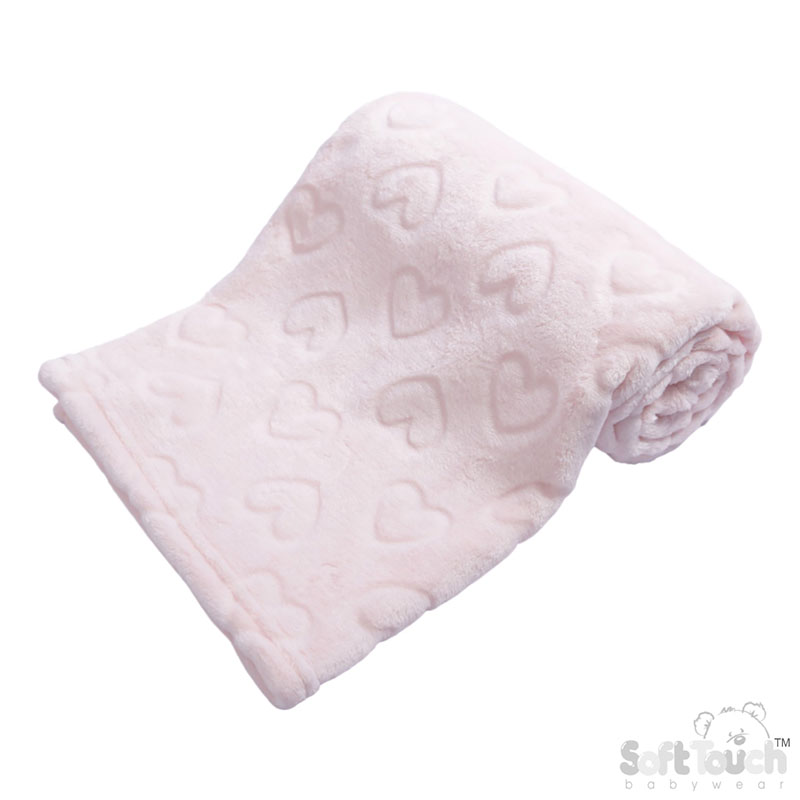 Pink Heart Embossed Flannel Wrap : FBP208-P (BP)