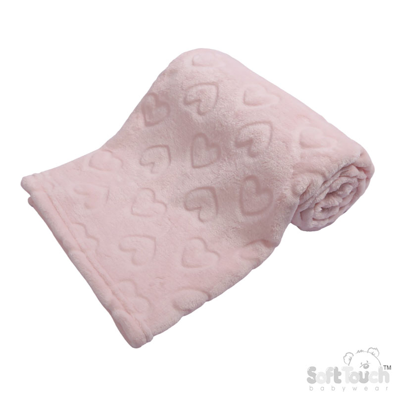 Peach Heart Embossed Flannel Wrap : FBP208-PE (BP)