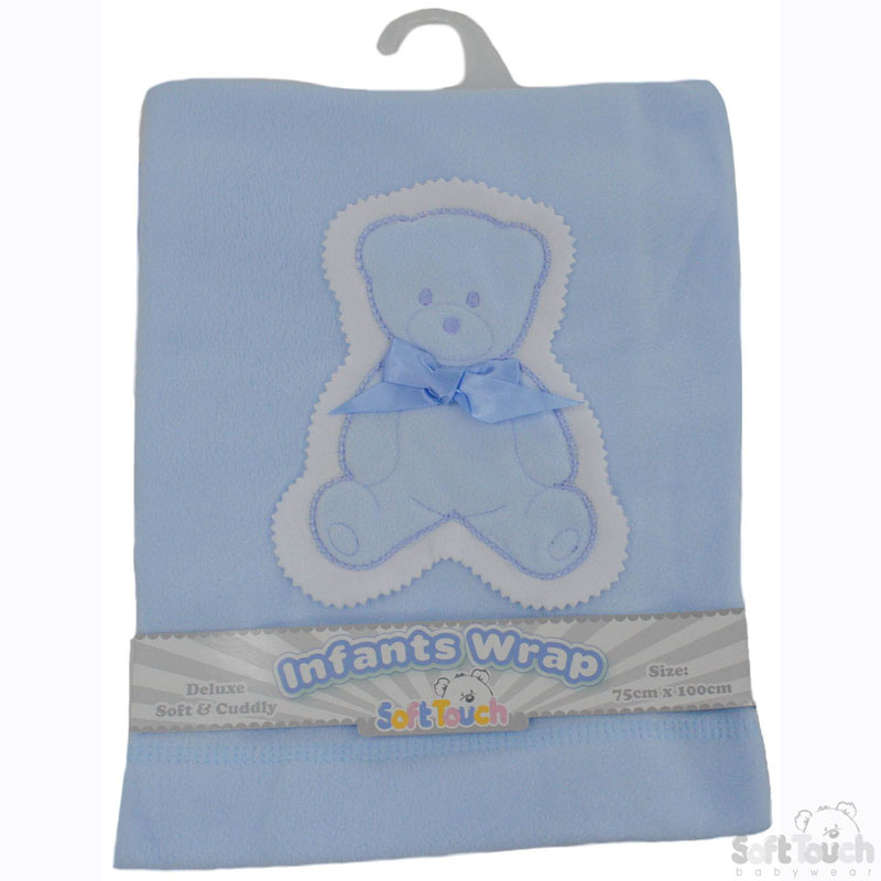 Plain Blue Bear Fleece Wrap: FBP21-B