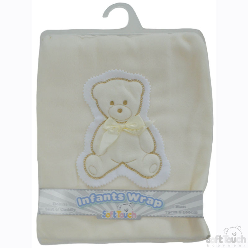 Plain Cream Bear Fleece Wrap: FBP21-C