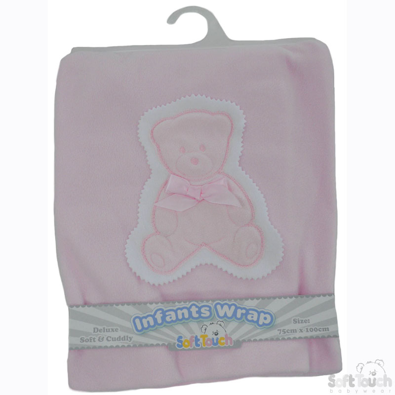 Plain Pink Bear Fleece Wrap: FBP21-P