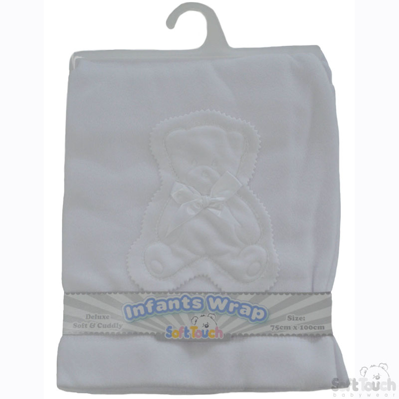 Plain White Bear Fleece Wrap: FBP21-W