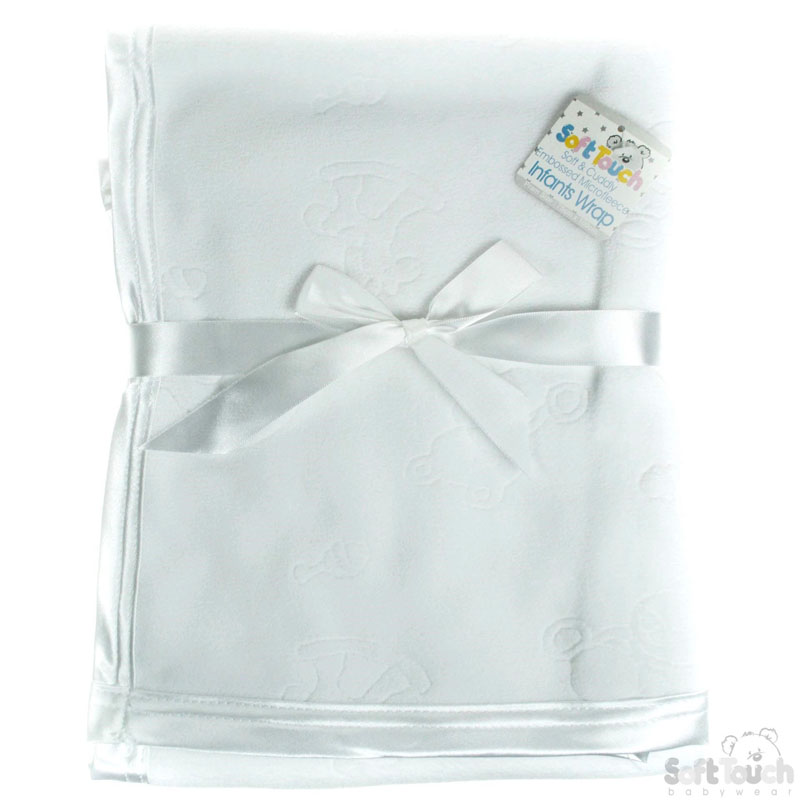 Plain White Embossed Micro Fleece Wrap: FBP22-W