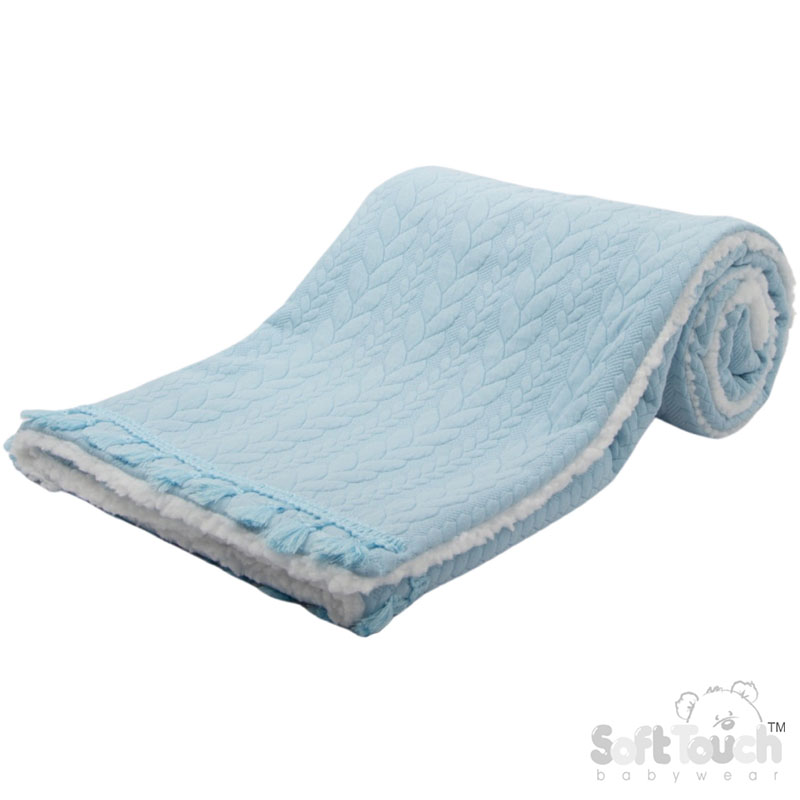Blue Cheveron Knit Wrap w/Tassel Trim No. FBP232-B