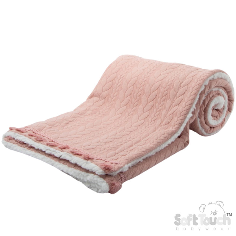 Rose Gold Cheveron Knit Wrap w/Tassel Trim No. FBP232-RO