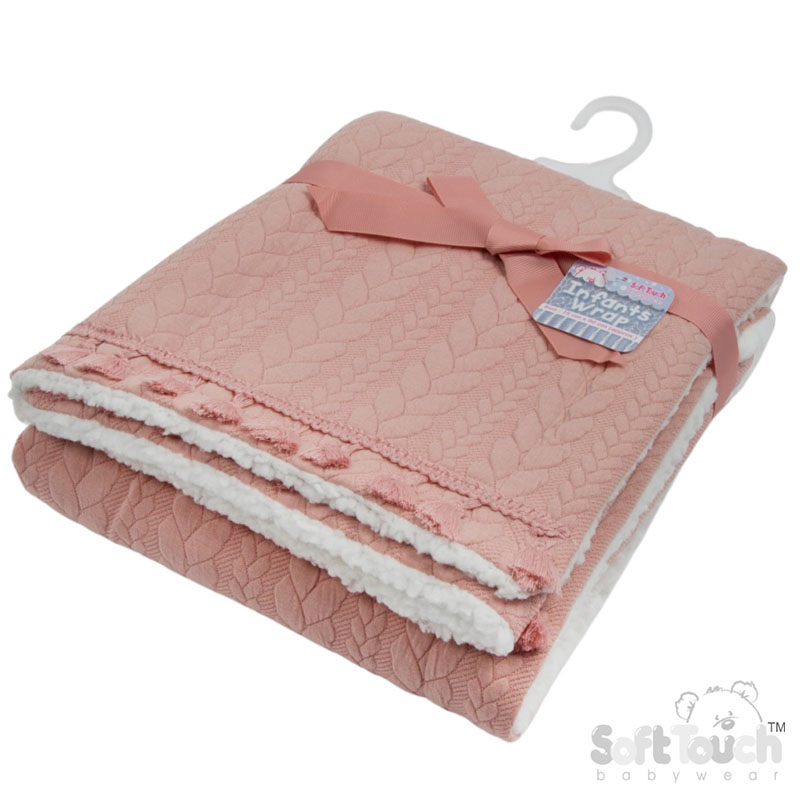 Rose Gold Cheveron Knit Wrap w/Tassel Trim No. FBP232-RO